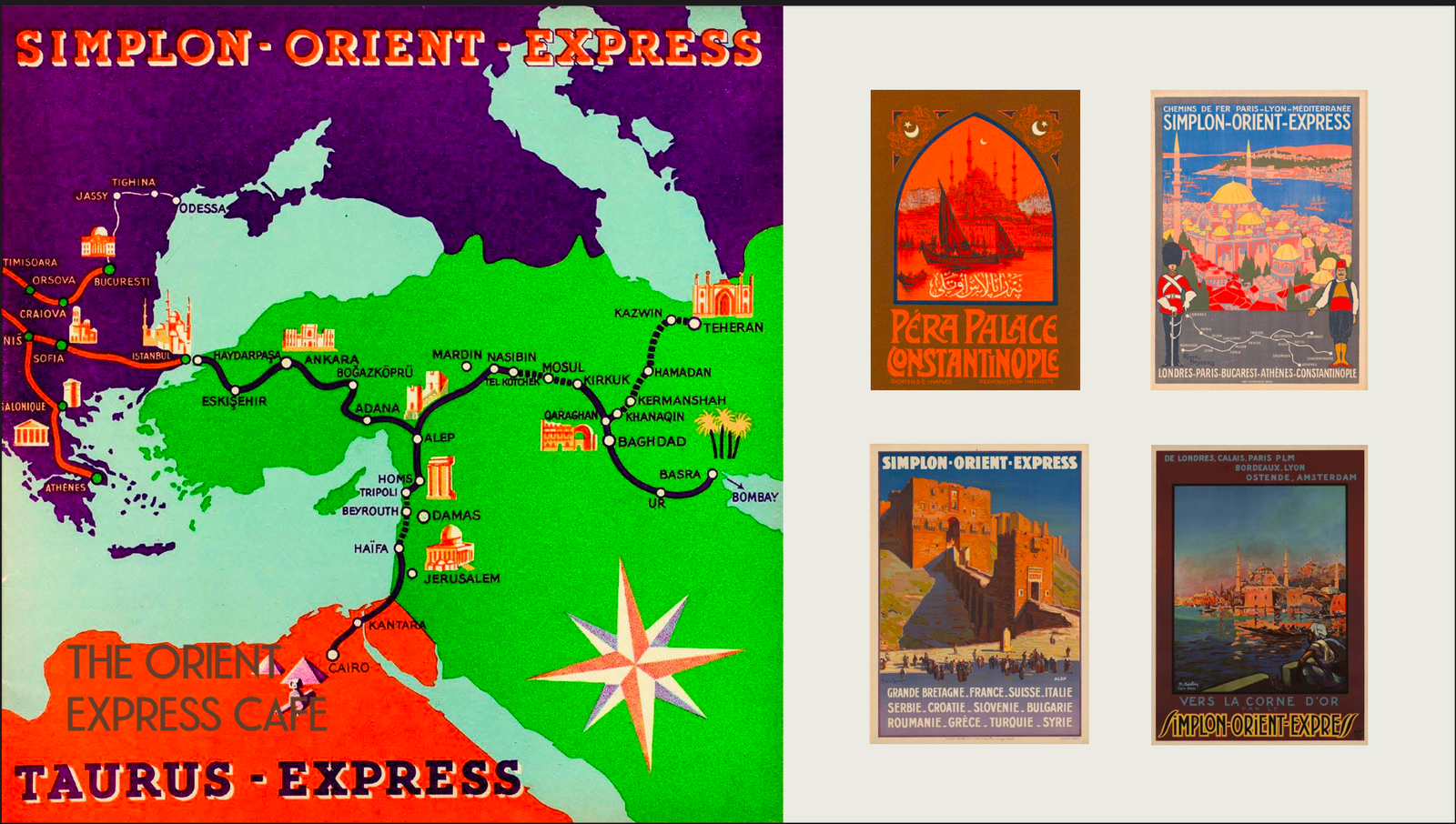 Simplon-Orient Express Map and Posters