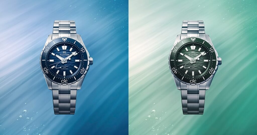Grand Seiko Spring Drive U.F.A. Ushio 300 Divers in Blue and Green.