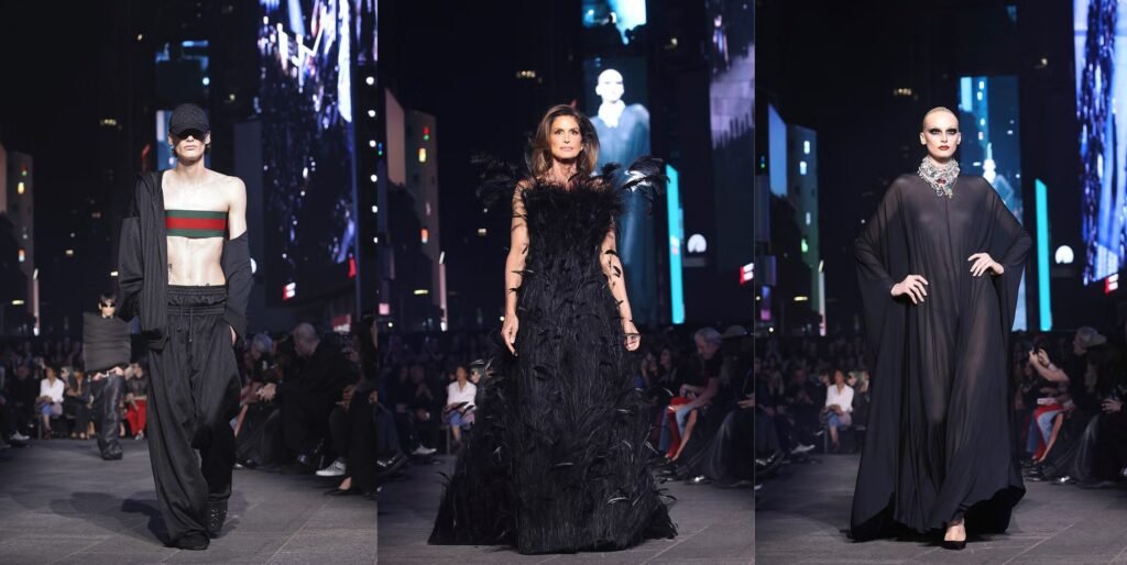 Dark, nocturnal silouettes was a key part of the Gucci's Guccicore Cruise Collection 2027.