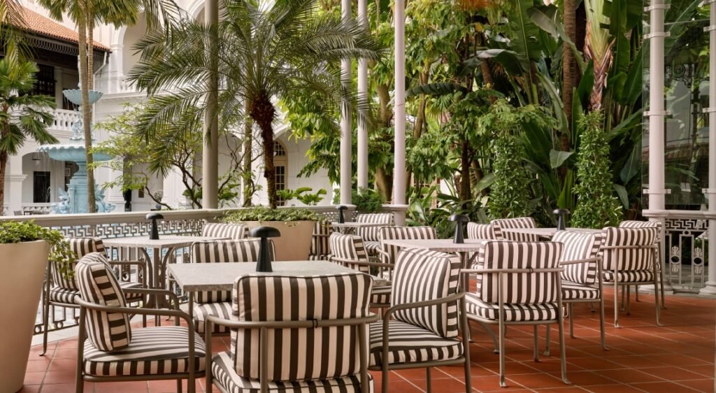 Outoor Seats at the AP House and AP Cafe, at Raffles Hotel Singapore
