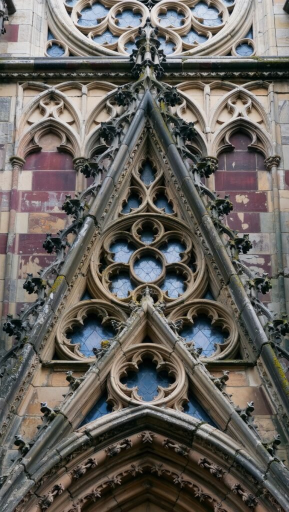 A cathedral rose window or barbed quatrefoil relief.